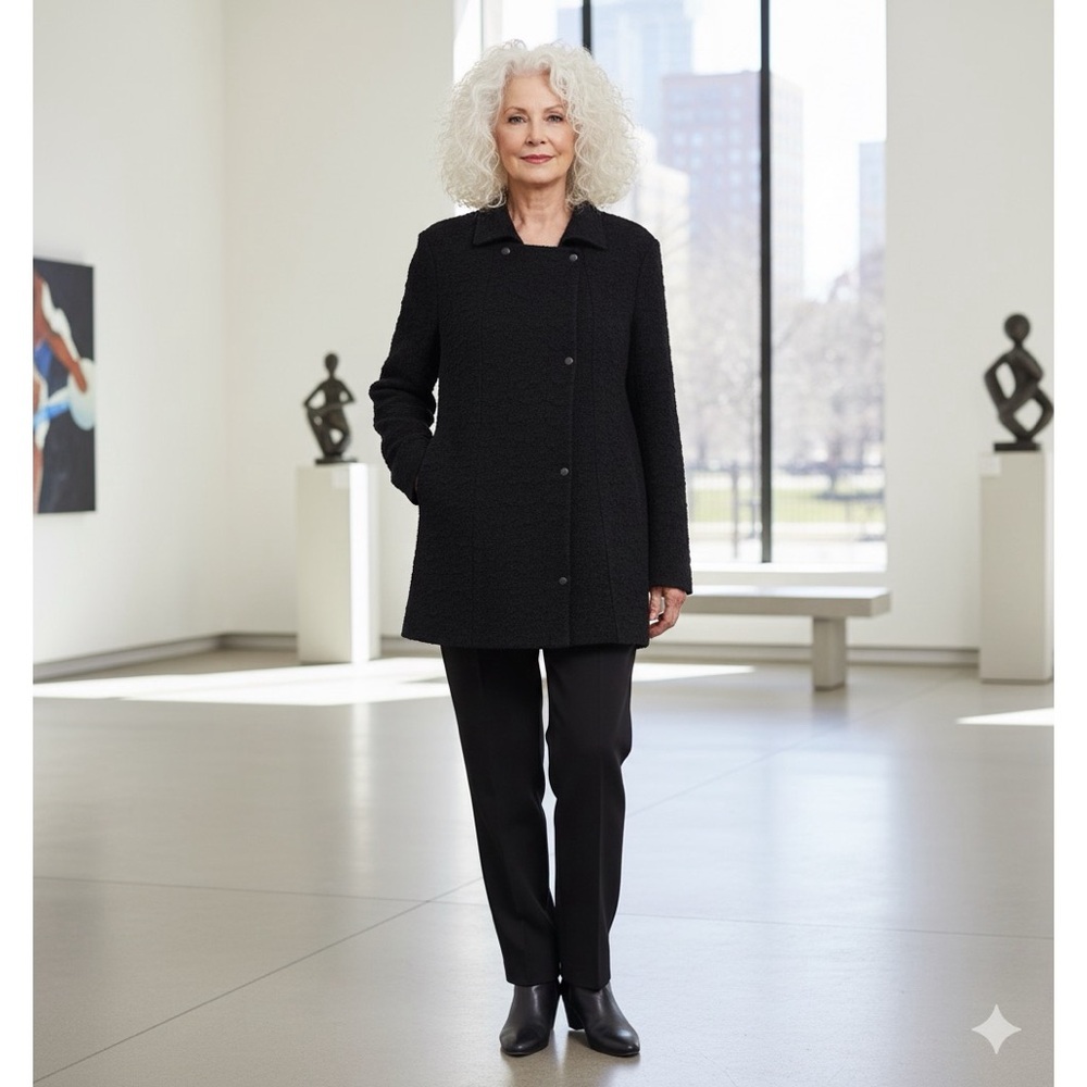 EILEEN FISHER Black Snap Front‎ Jacket